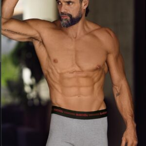 Bóxer de Algodón y Lycra Liso Elástico negro Líneas/Bakhou a Contratono