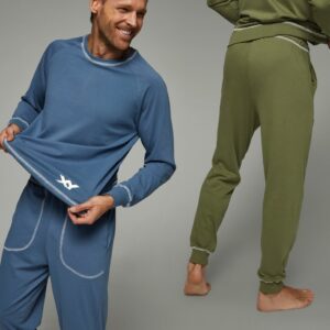 Pijama hombre Camiseta y pantalón con pespuntes a contratono